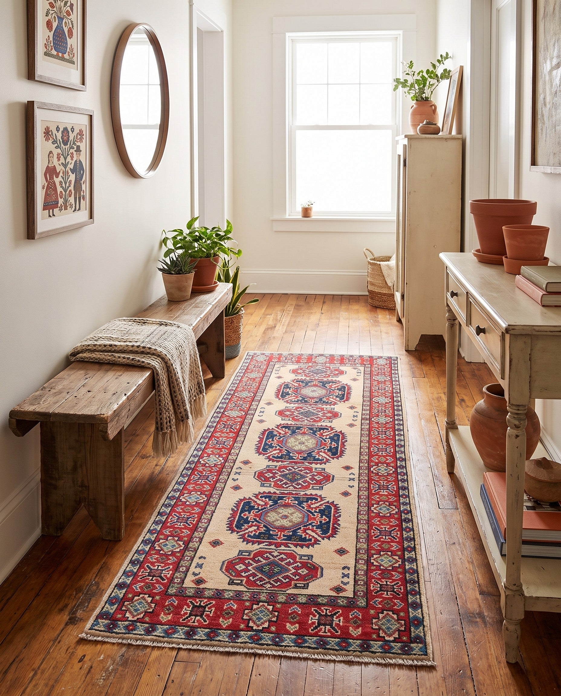 2' 2 x 5' 6 Hand Knotted Kazak Runner Rug