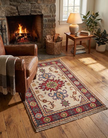 1' 11 x 3' 2 Hand Knotted Kazak Rug