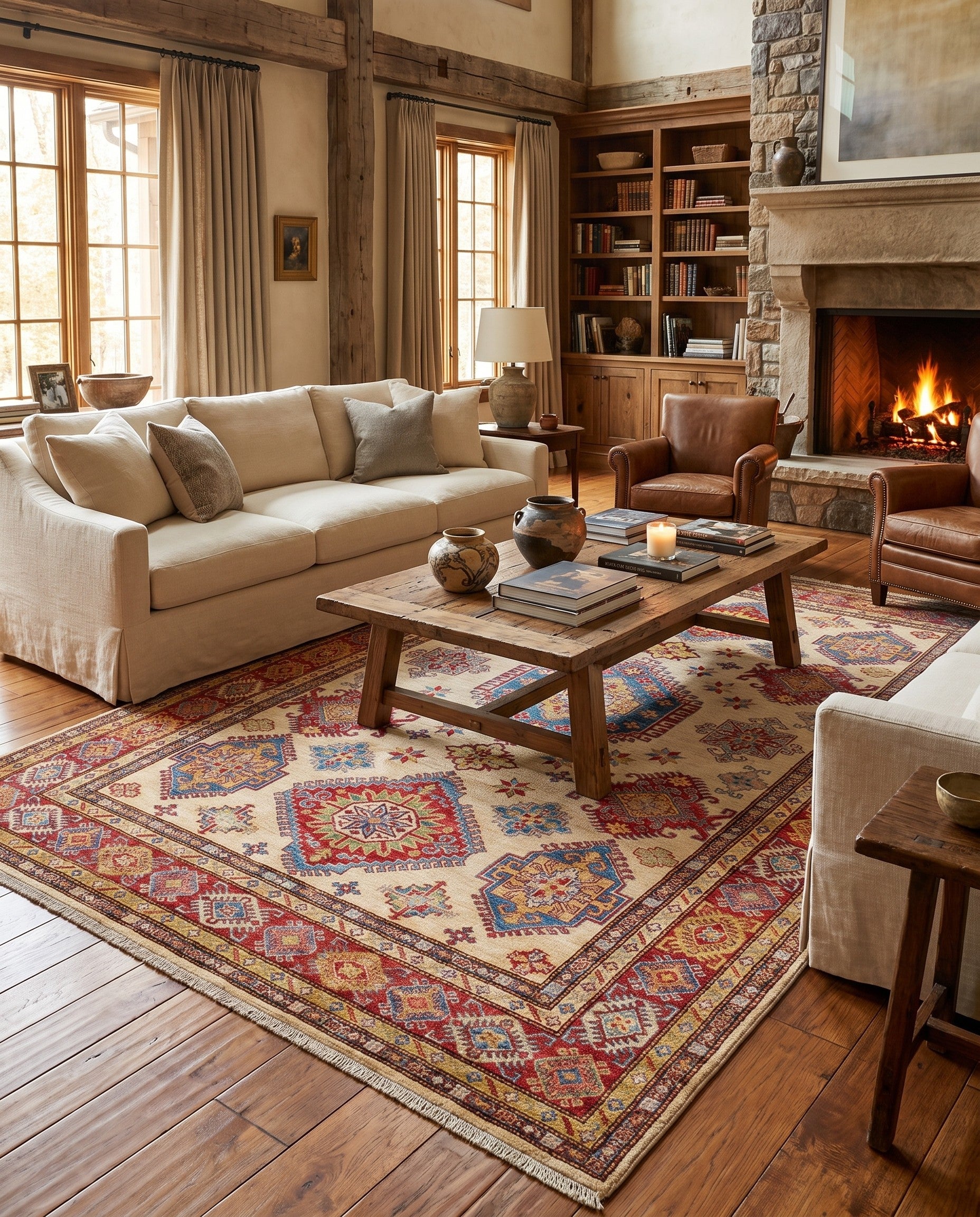 6' 7 x 10' 6 Hand Knotted Kazak Rug