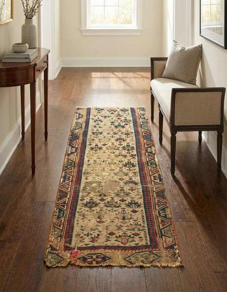 Detail image of 2' 2 x 4' 4 Hand Knotted Shirvan Persian Wool Runner Rug