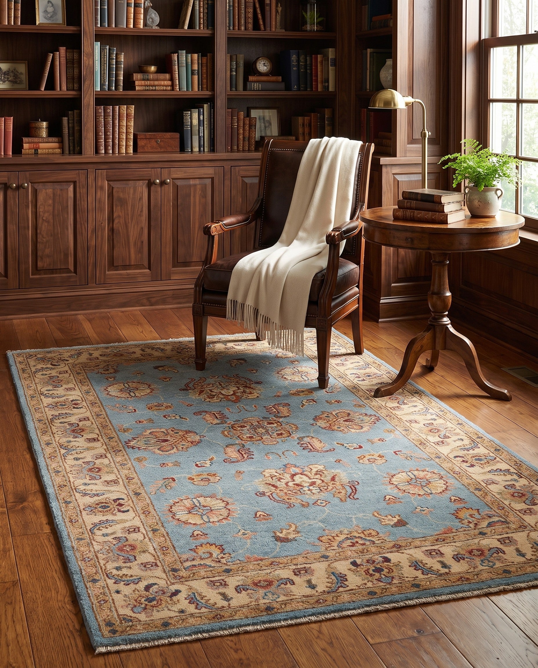 3' 5 x 5' Hand Knotted Ziegler Rug