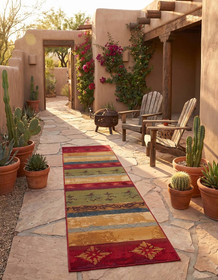 Detail image of 2' x 8' Easy-Clean Modern Indoor / Outdoor Runner Rug