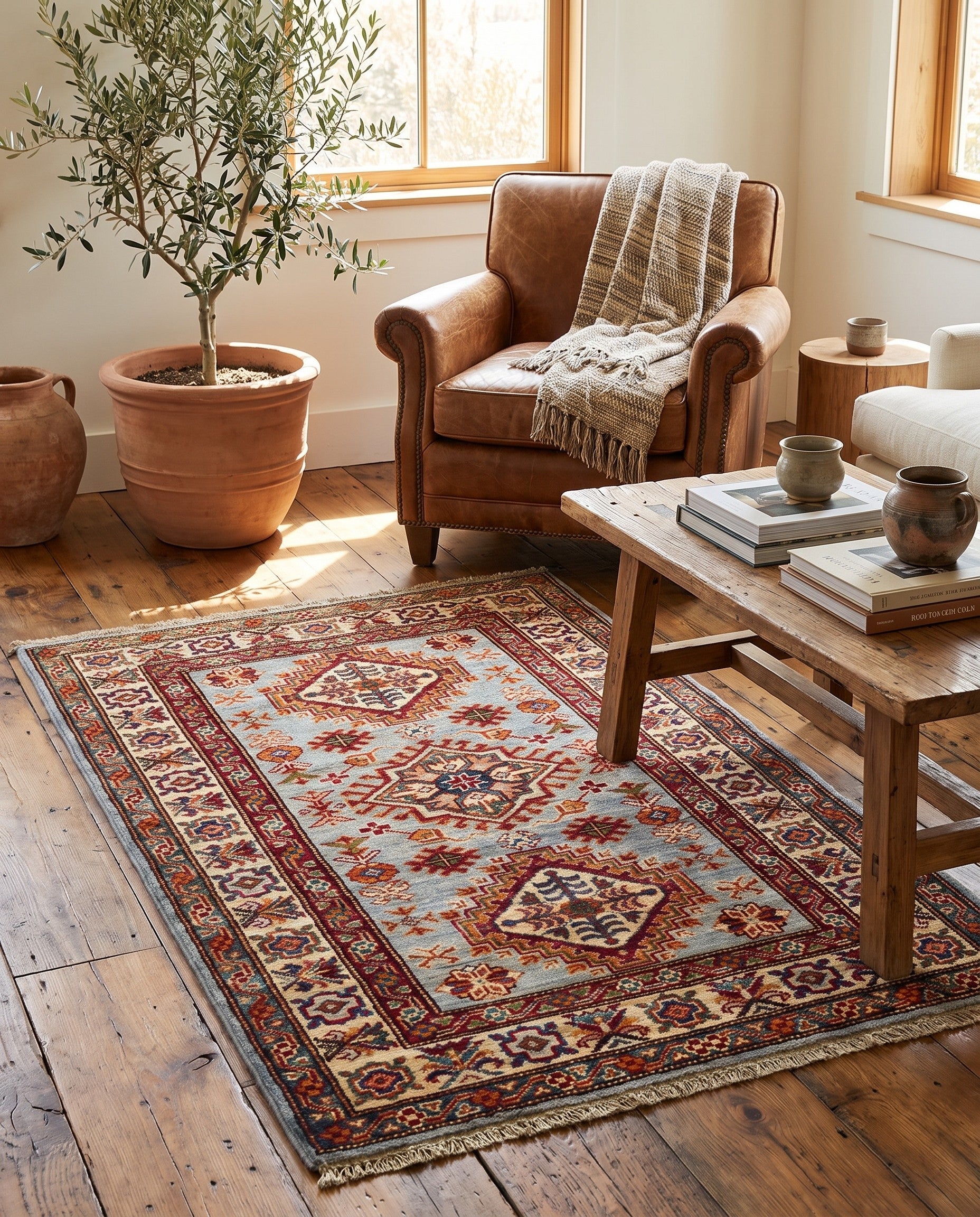 2' 11 x 4' 2 Hand Knotted Kazak Rug