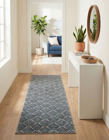 Harbor Blue Eco Trellis Runner Rug