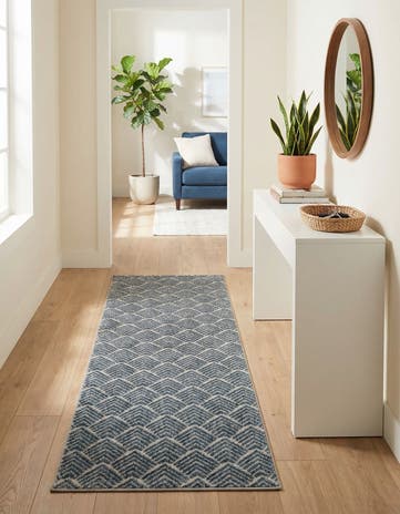 Harbor Blue Eco Trellis Runner Rug