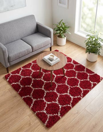5' 3 x 5' 3 Lattice Shag Square Rug