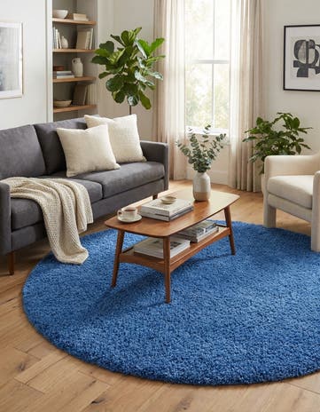 7' x 7' Solid Shag Round Rug
