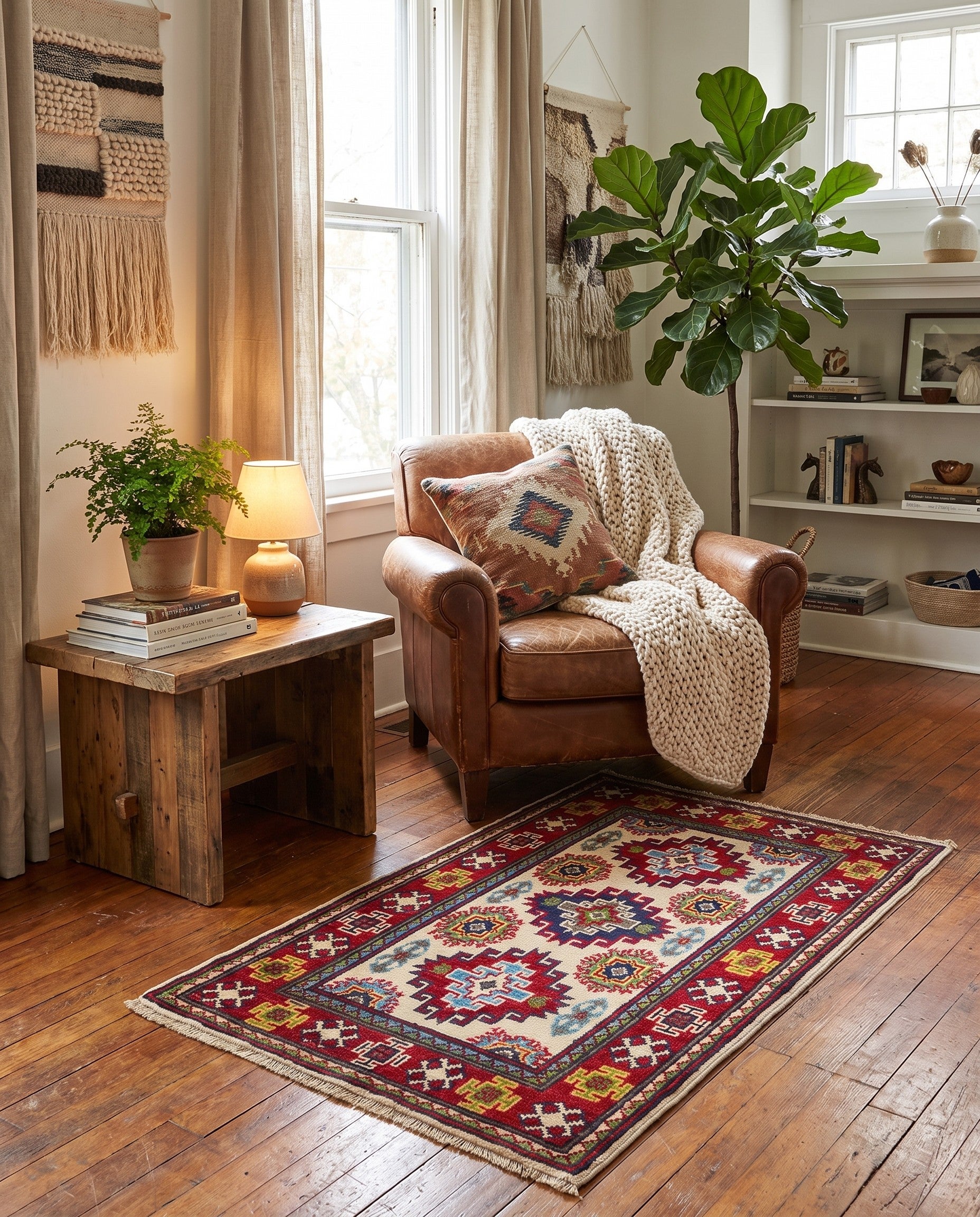 2' x 3' 4 Hand Knotted Kazak Rug