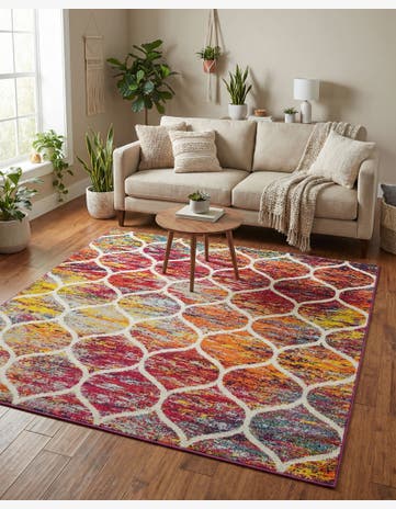 6' x 6' Lattice Frieze Square Rug