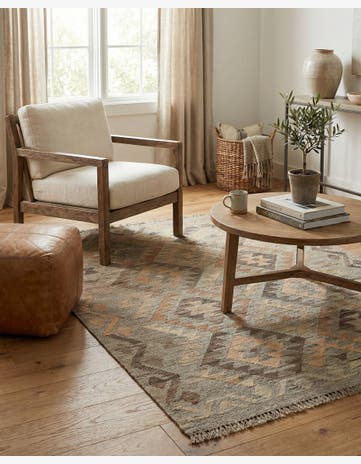 3' 5 x 4' 9 Hand Woven Kilim Maymana Wool Rug