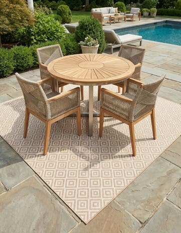Beige Easy-Clean Jill Zarin Costa Rica Indoor / Outdoor Square Rug