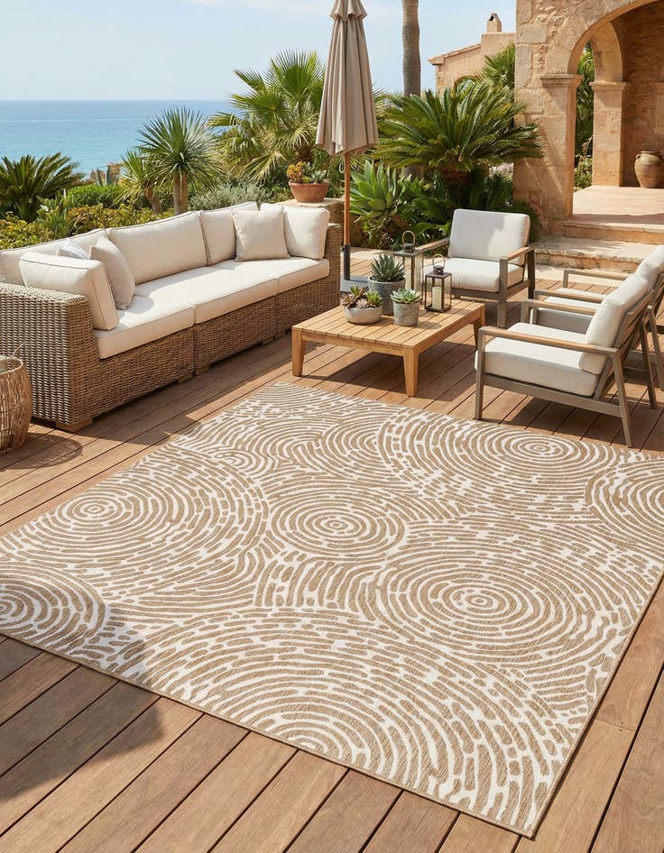 Detail image of 10' x 10'  Washable Modern Indoor / Outdoor Square Rug