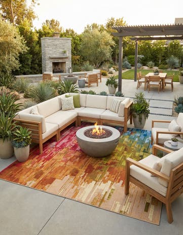 Easy-Clean Modern Indoor / Outdoor Square Rug