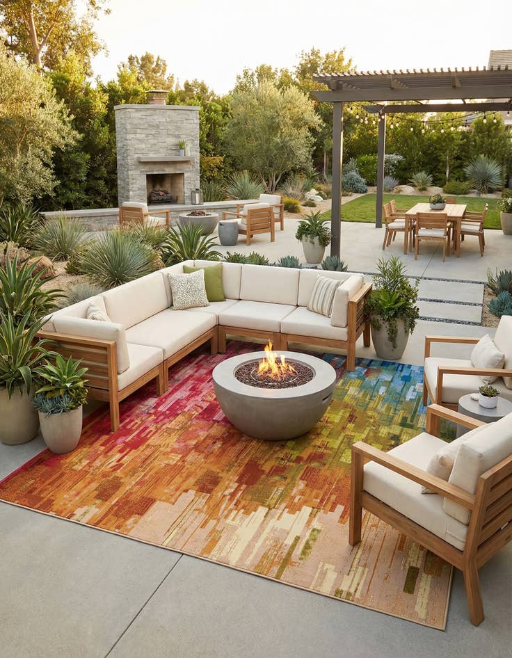 Detail image of 10' x 10'  Washable Modern Indoor / Outdoor Square Rug