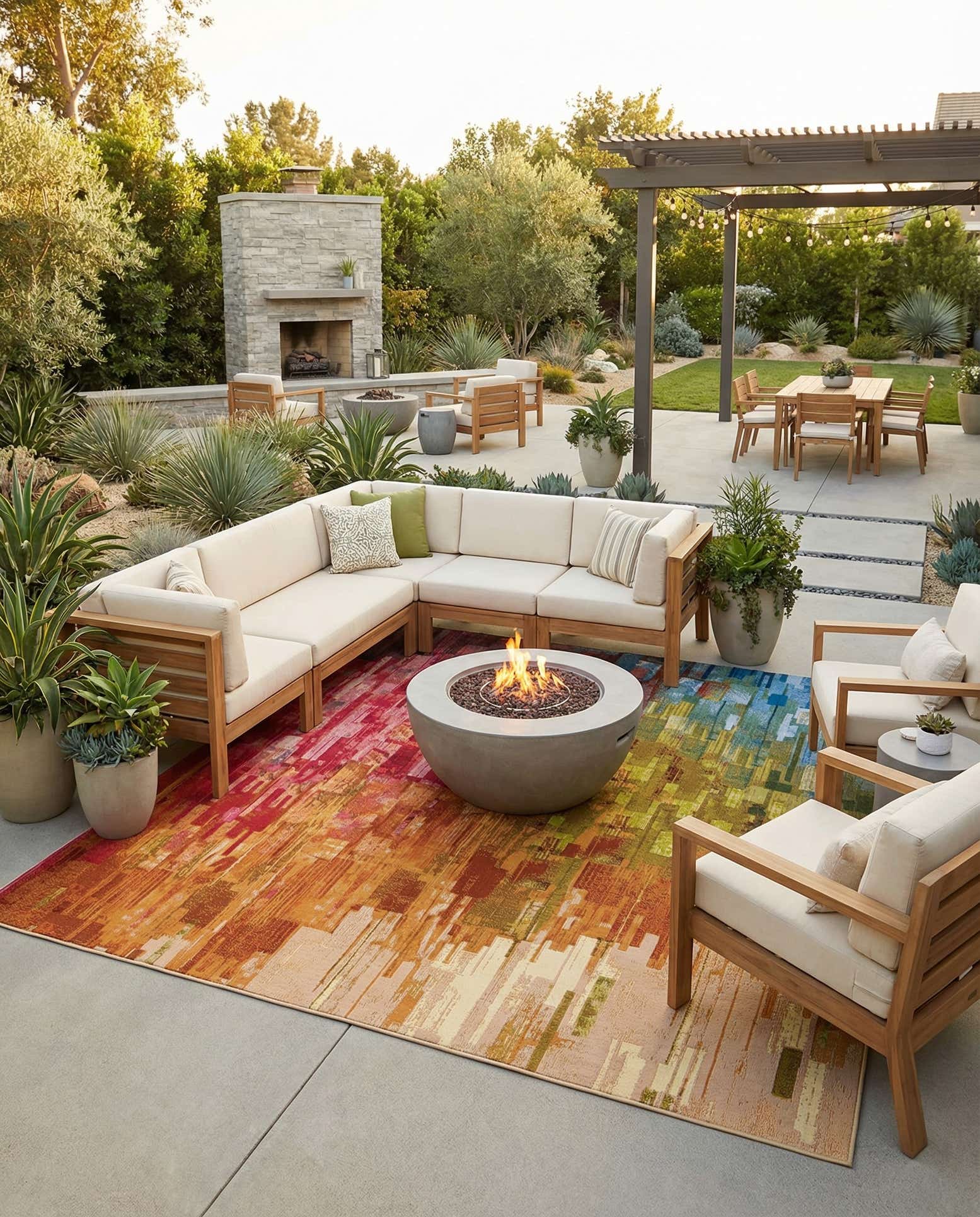 10' x 10' Easy-Clean Modern Indoor / Outdoor Square Rug