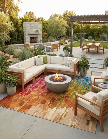 Easy-Clean Modern Indoor / Outdoor Square Rug