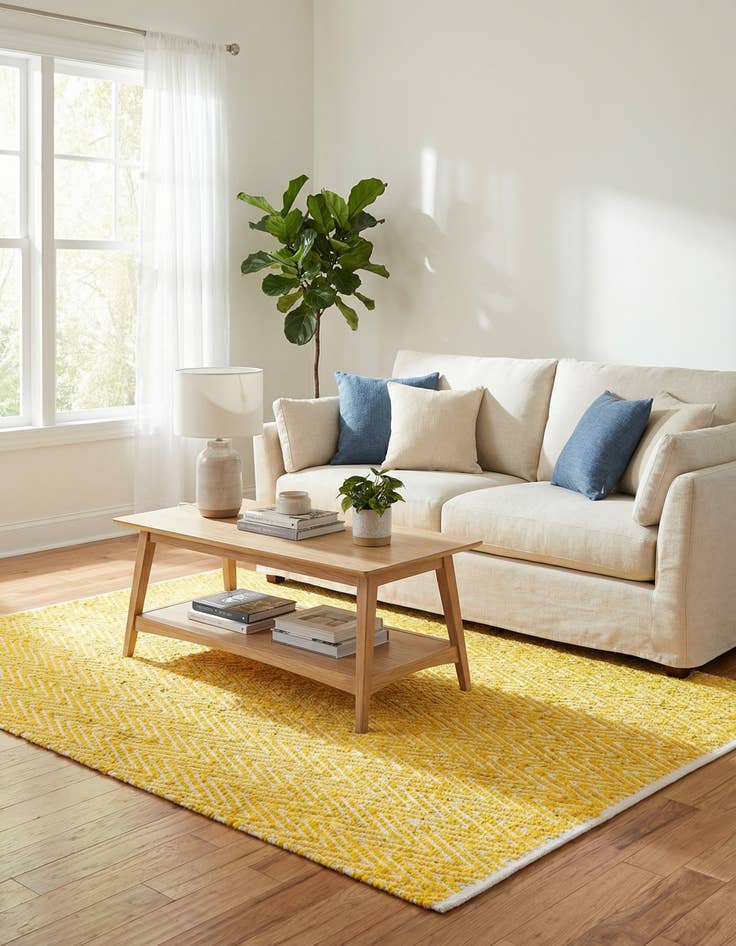 Detail image of 5' 1 x 8' Hand Woven Chindi Chevron Rug