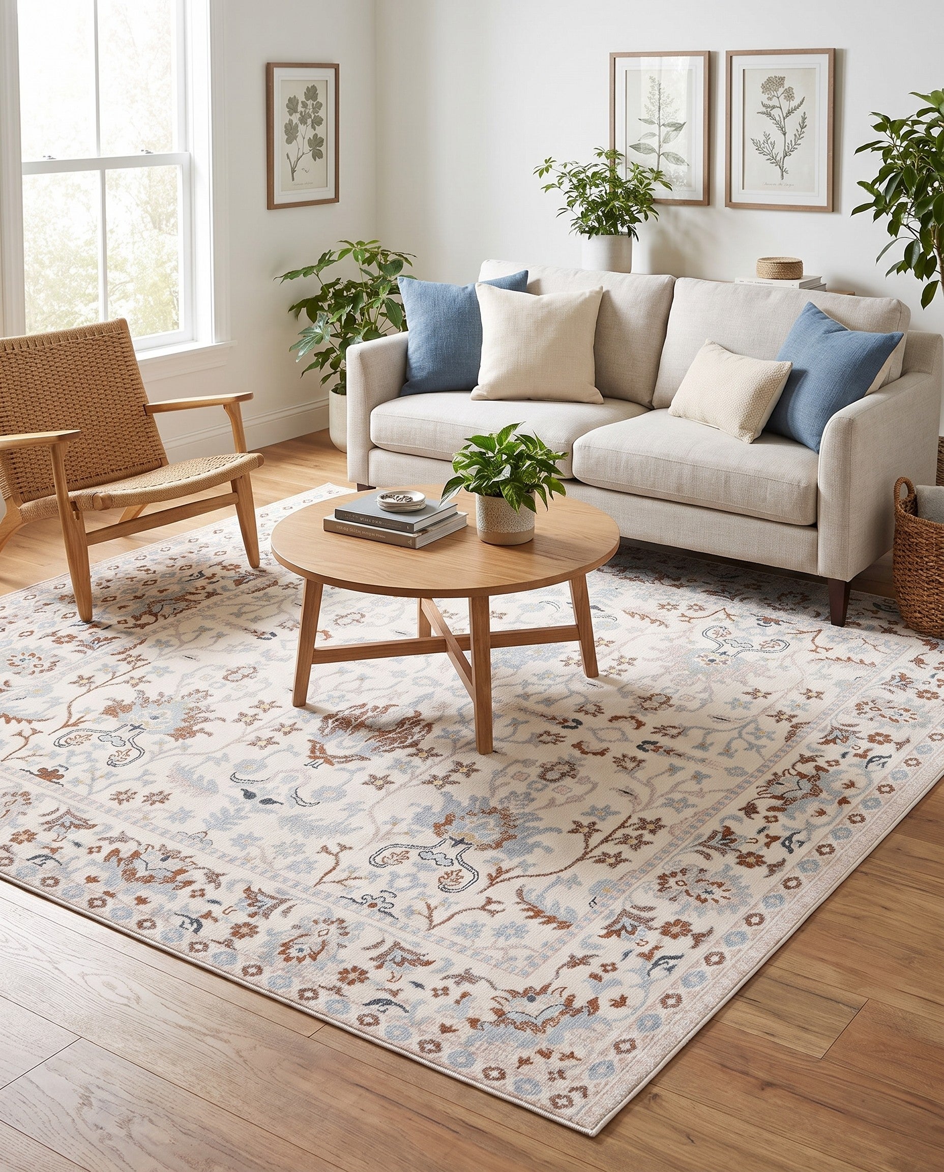 Ivory Kamala Washable Square Rug