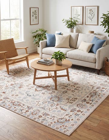 Ivory Kamala Washable Square Rug
