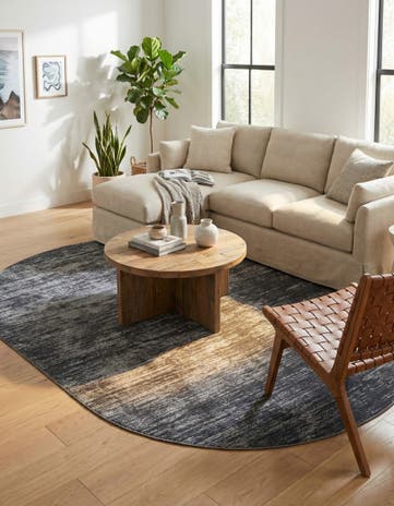 Black Asha Oval Rug