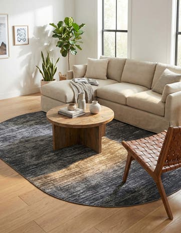 Black Asha Oval Rug
