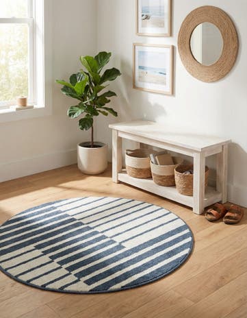 Blue Oslo Round Rug