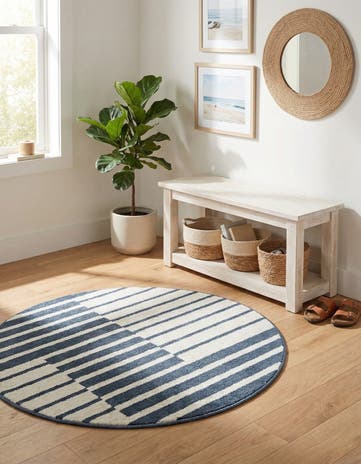 Blue Oslo Round Rug