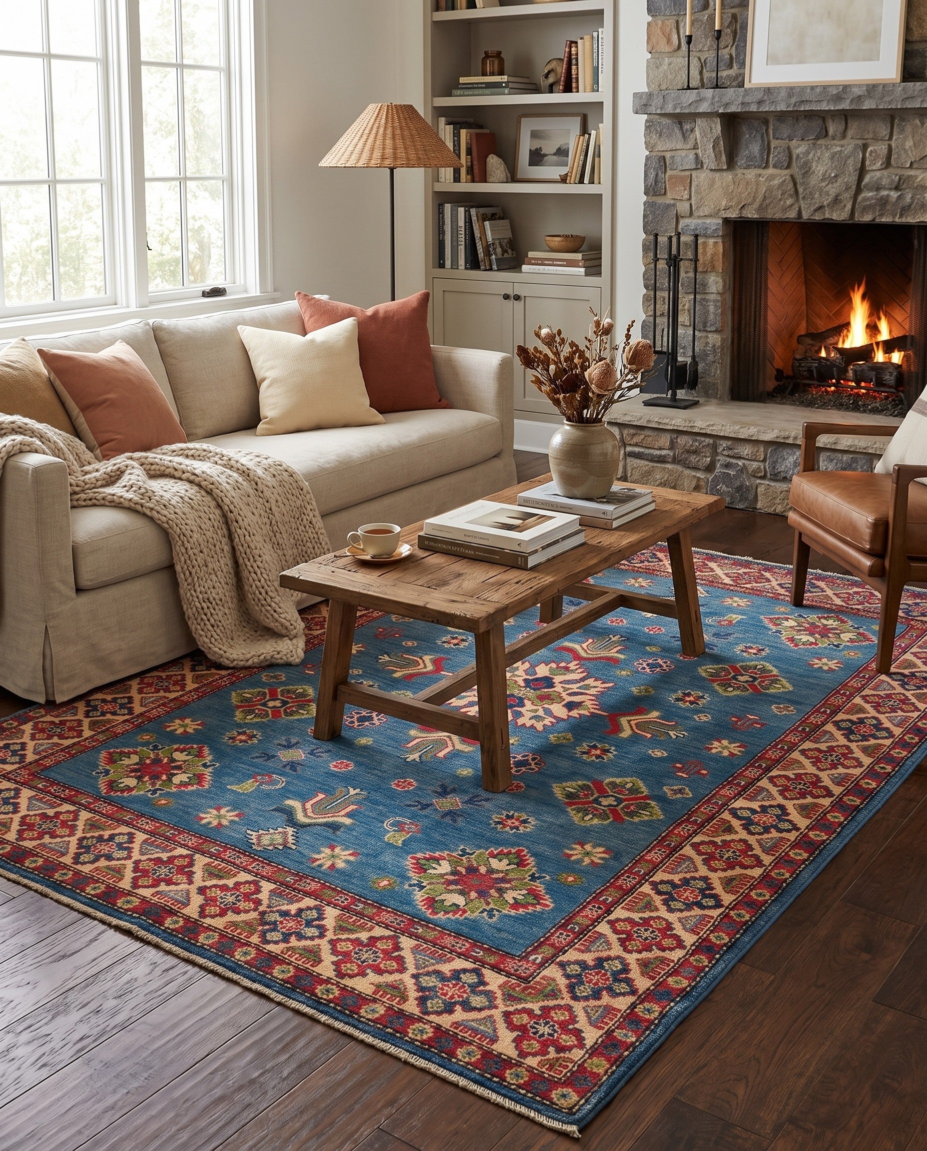5' 1 x 6' 9 Hand Knotted Kazak Rug