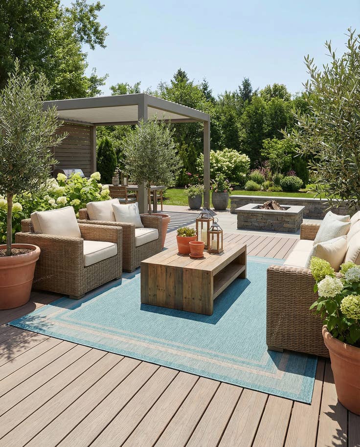 Detail image of 7' 10 x 7' 10 Easy-Clean Border Indoor / Outdoor Square Rug