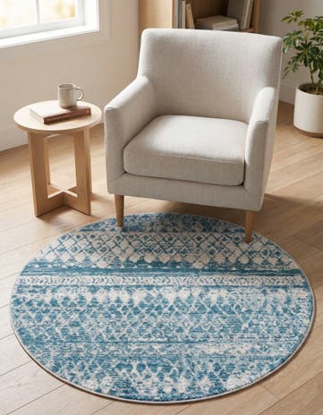 Blue Leipzig Round Rug