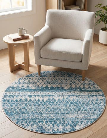 Blue Leipzig Round Rug