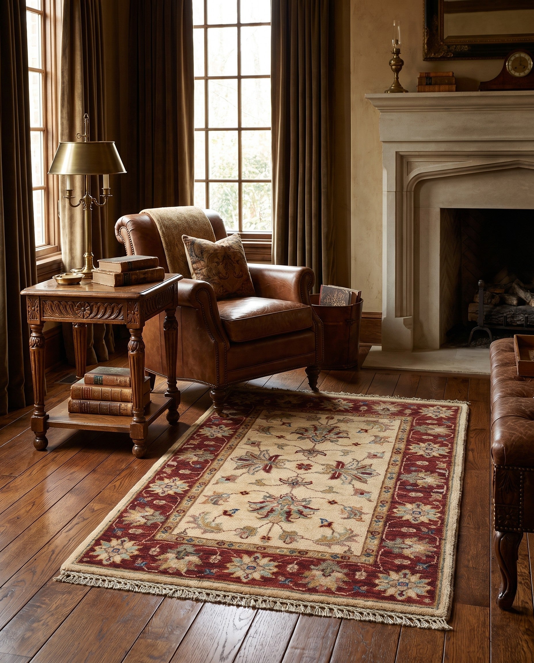 1' 11 x 3' Hand Knotted Ziegler Rug