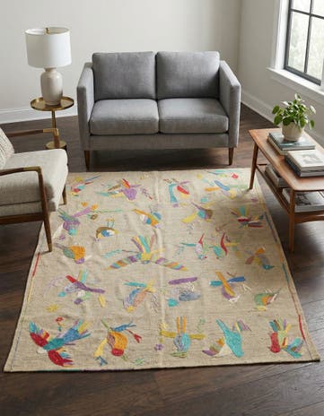 5' x 6' Hand Woven Kilim Suzani Wool Square Rug