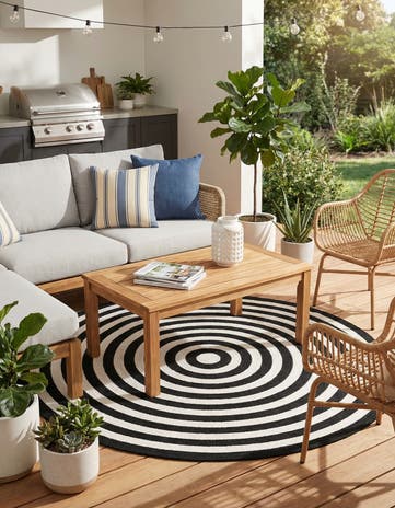 5' 3 x 5' 3 Easy-Clean Eco Verse Washable Indoor / Outdoor Round Rug