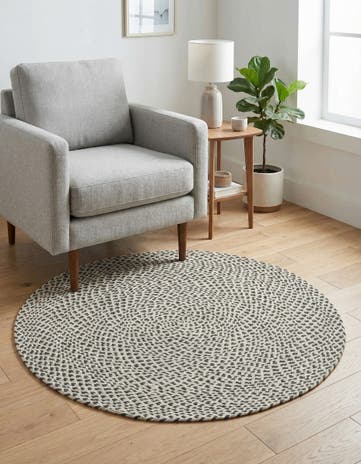 Gray Handmade Tweed Braided Jute Round Rug