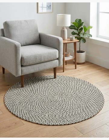 Gray Handmade Tweed Braided Jute Round Rug