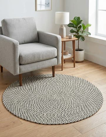 Gray Handmade Tweed Braided Jute Round Rug
