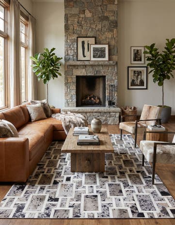 4' 11 x 8' Cowhide Stocks Rug