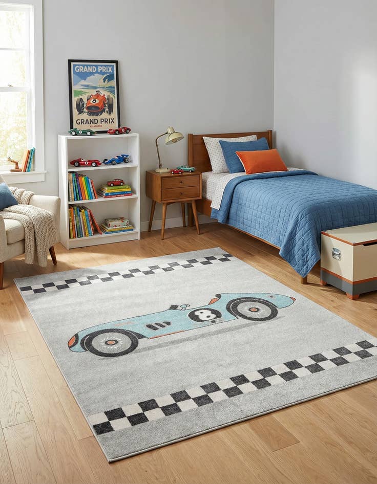 Detail image of 7' 10 x 10' Racecar Whimsy Kids Rug