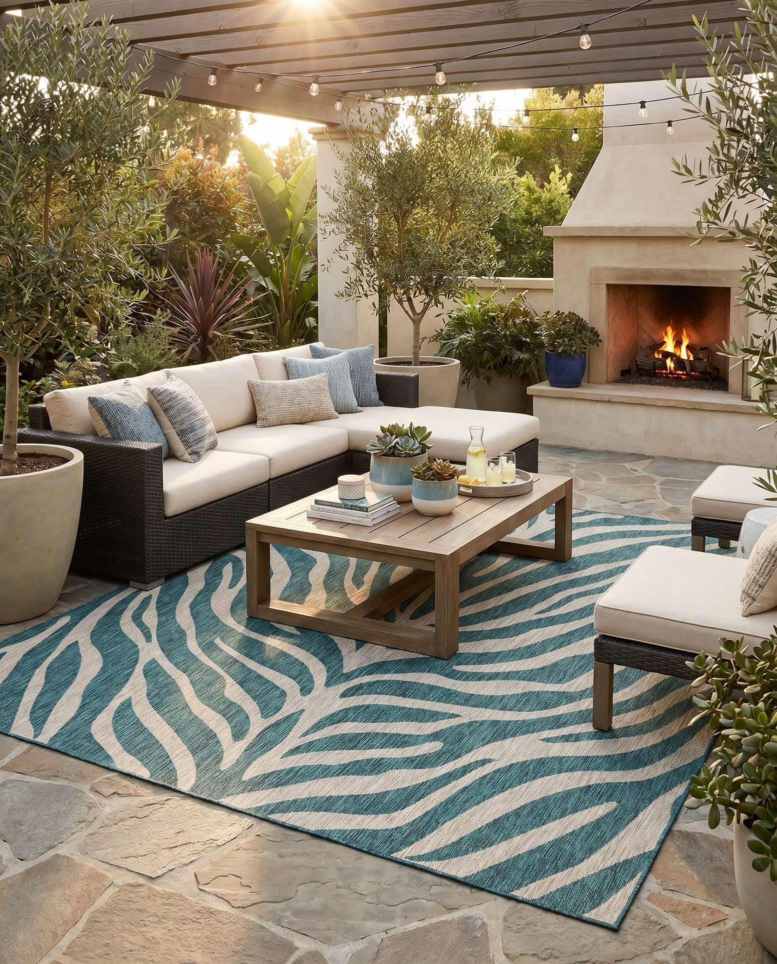 10' x 10' Easy-Clean Safari Indoor / Outdoor Square Rug