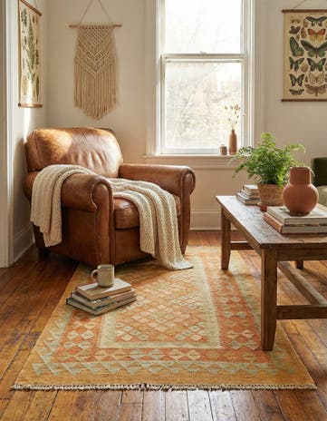 2' 6 x 4' 5 Hand Woven Kilim Waziri Wool Rug