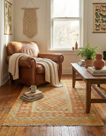 2' 6 x 4' 5 Hand Woven Kilim Waziri Wool Rug