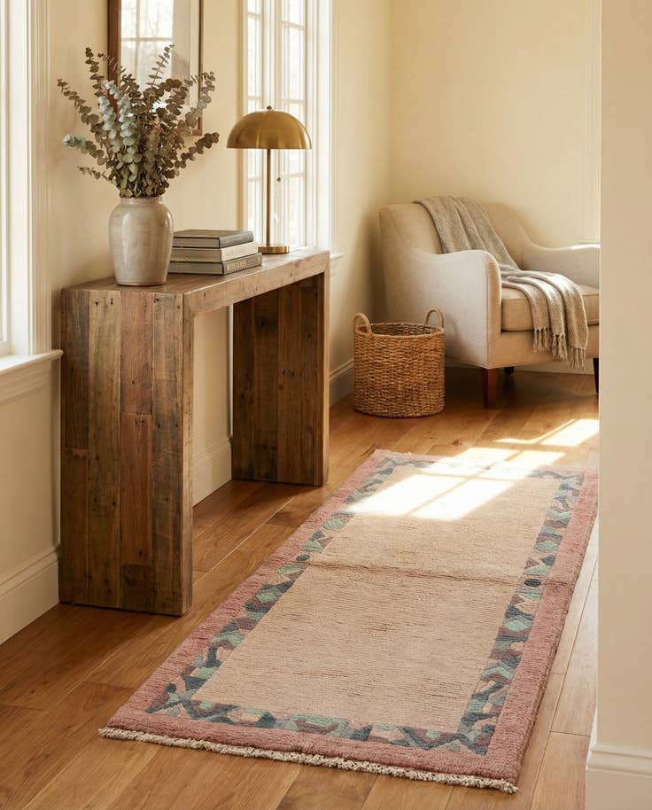 Detail image of 2' 4 x 4' 6 Hand Knotted Nepal Wool Runner Rug