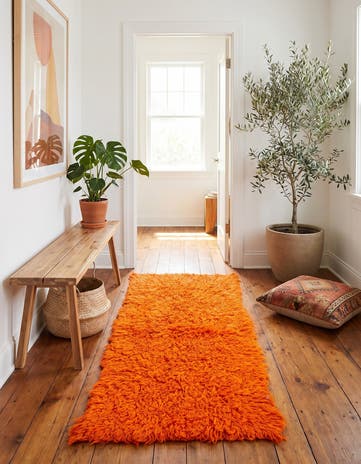 2' 5 x 4' 5 Hand Knotted Moroccan Wool Runner Rug