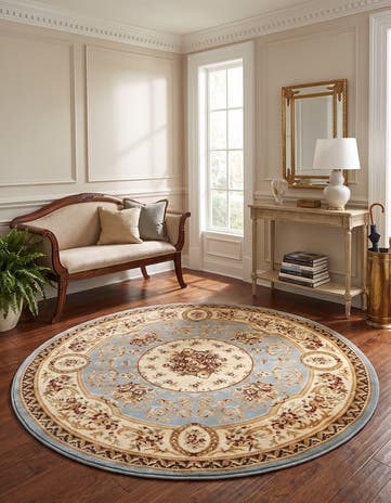 Light Blue Chateau Round Rug