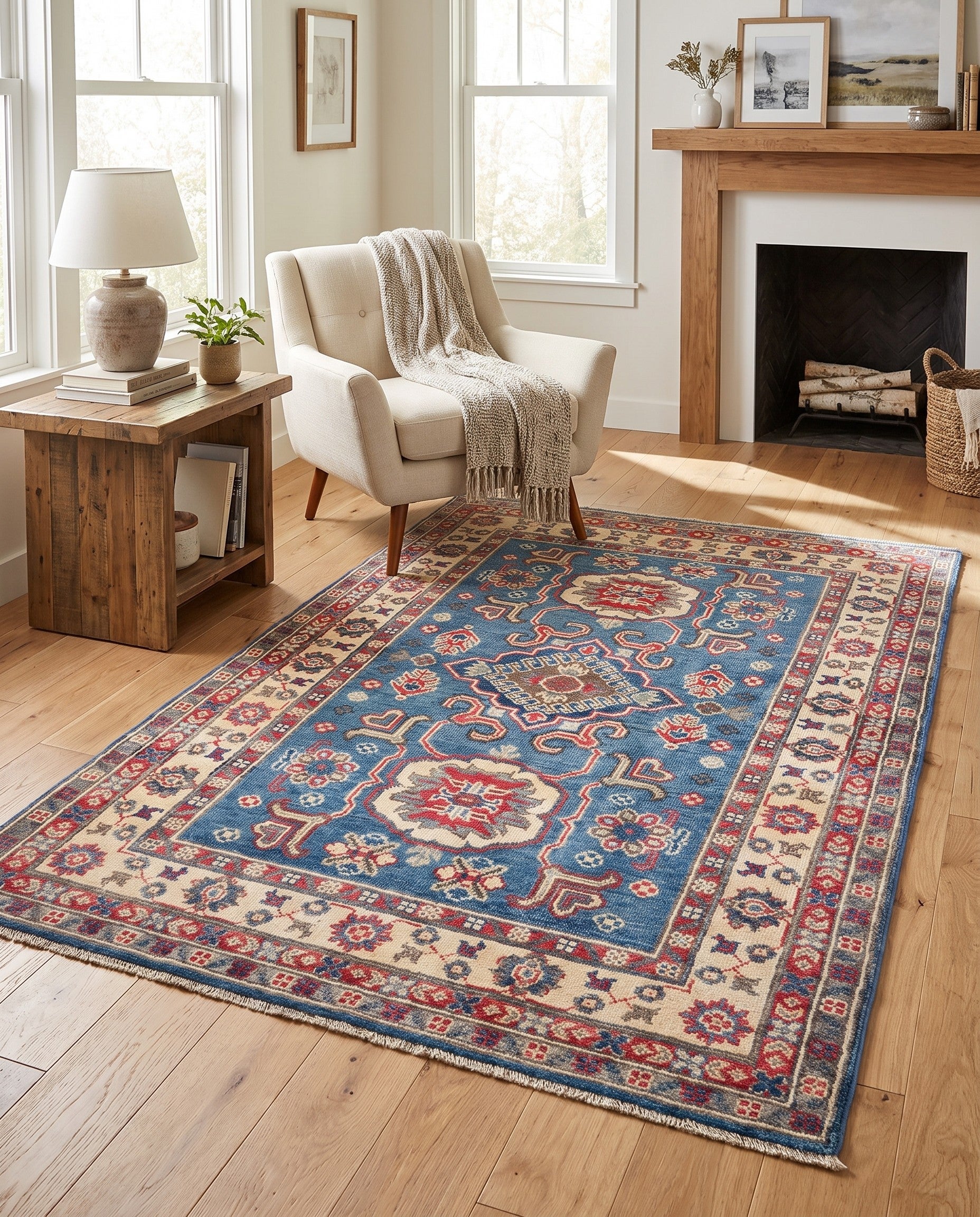 3' 3 x 4' 10 Hand Knotted Kazak Rug