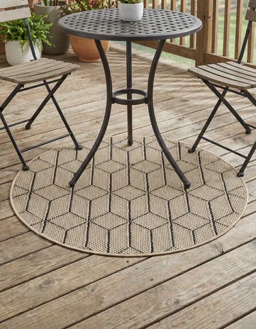 3' 1 x 3' 1 Easy-Clean Lattice Indoor / Outdoor Round Rug