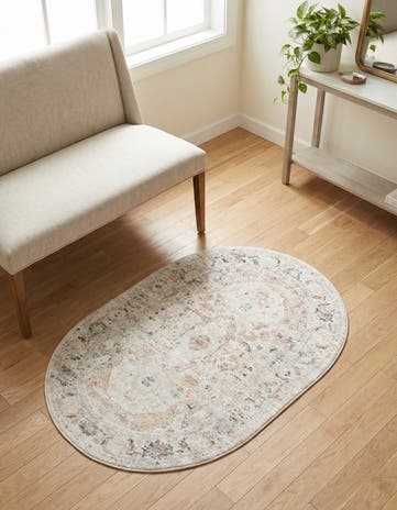 Ivory Madeline Vintage Oval Rug