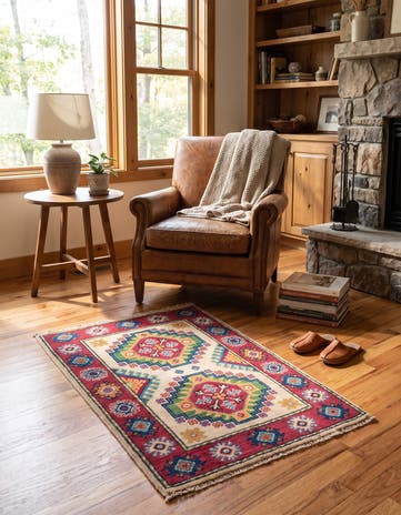1' 11 x 3' 1 Hand Knotted Kazak Rug