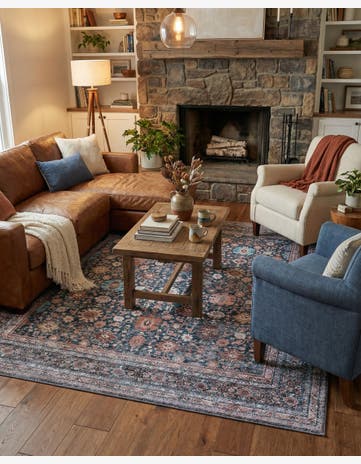 Antique Blue Yara Square Rug